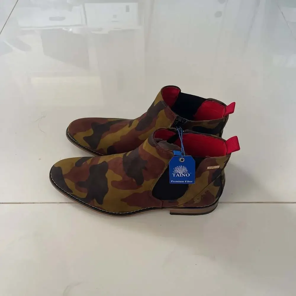 Tayno Men's Camouflage by Fernando Aldaz Boots with Side Zip - New